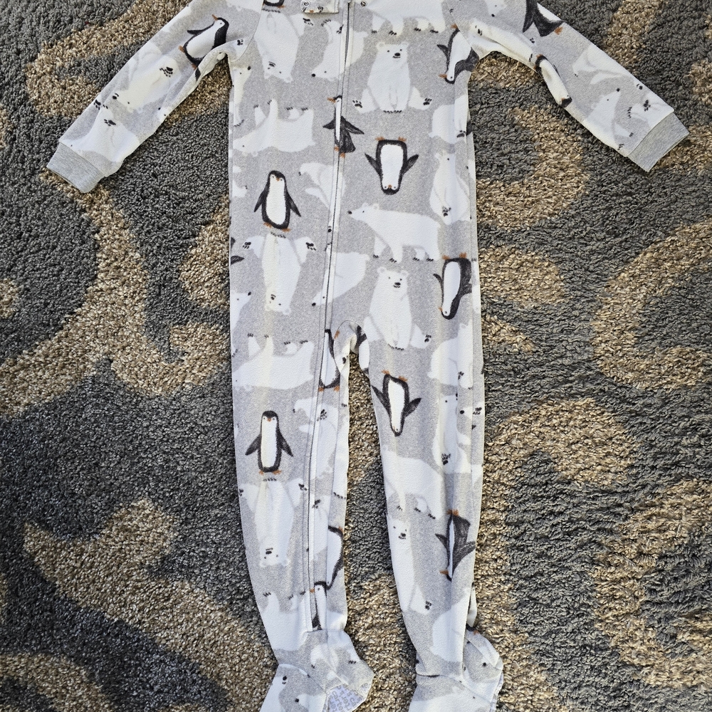 Carter's Gray Polar Bear and Penguin Footie Pajama